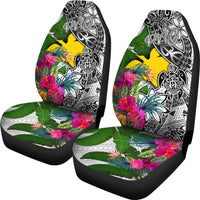 Papua New Guinea Car Seat Covers White - Turtle Plumeria Banana Leaf - Polynesian Pride