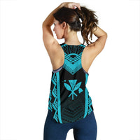 Hawaii Kanaka Polynesian Women's Racerback Tank Active Blue - Polynesian Pride