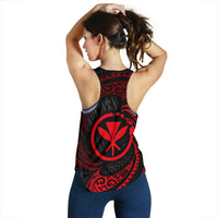 Hawaii Polynesian Women' Racerback Tank - Red Tribal Wave - Polynesian Pride