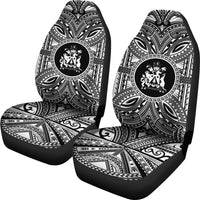 Norfolk Island Car Seat Cover - Norfolk Island Coat Of Arms Polynesian White Black - Polynesian Pride