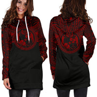 Tonga Women Hoodie Dress - Tonga Coat Of Arms Polynesian Red Black - Polynesian Pride