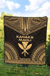 Hawaii Premium Quilt - Kanaka Maoli Polynesian Chief Gold Version - Polynesian Pride