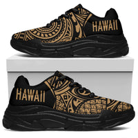 Hawaii White Chunky Sneakers Gold - Circle Style - Polynesian Pride