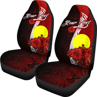 Palau Polynesian Custom Personalised Car Seat Covers - Coat Of Arm With Hibiscus - Polynesian Pride