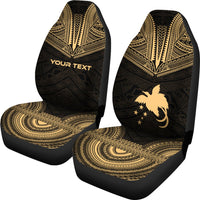 Papua New Guinea Custom Personalised Car Seat Cover - Papua New Guinea Flag Polynesian Chief Tattoo Gold Version - Polynesian Pride