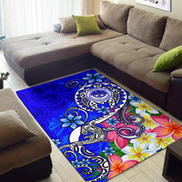 FSM Area Rug - Turtle Plumeria (Blue) - Polynesian Pride