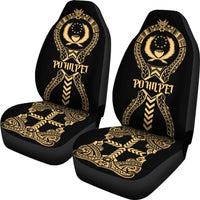 Pohnpei Car Seat Covers - Pohnpei Flag Micronesian Tribal Gold - Polynesian Pride