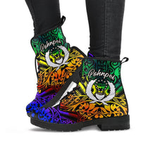 Pohnpei Leather Boots - Rainbow Polynesian Pattern - Polynesian Pride