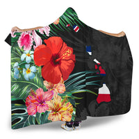 hawaiiHooded Blanket - Hawaii Map Hibiscus - Polynesian Pride