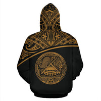Samoa and American Samoa All Over Hoodie Gold Curve - Polynesian Pride