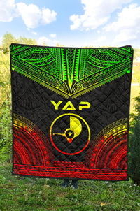Yap Premium Quilt - Yap Flag Polynesian Chief Reggae Version - Polynesian Pride