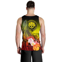 Federated States of Micronesia Custom Personalised Men's Tank Top - Humpback Whale with Tropical Flowers (Yellow) - Polynesian Pride