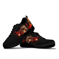 Guam Polynesian Sneakers - Plumeria Flowers And Waves - Polynesian Pride