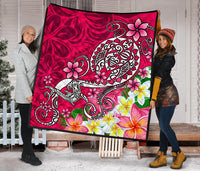 Polynesian Premium Quilt - Turtle Plumeria Pink Color - Polynesian Pride