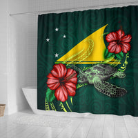 Tokelau Polynesian Shower Curtain - Green Turtle Hibiscus - Polynesian Pride