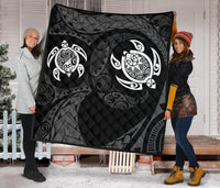 Hawaii Polynesian Turtle Premium Quilt White - Polynesian Pride