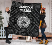 American Samoa Premium Quilt - Seal In Polynesian Tattoo Style ( Black) - Polynesian Pride