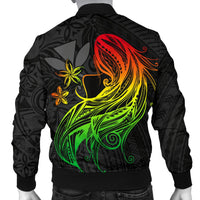 Polynesian Hawaii Men Bomber Jacket - Kanaka Maoli Girl Hair Plumeria - Polynesian Pride