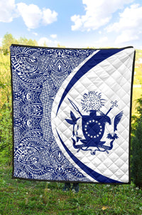 Cook Islands Coat Of Arms Polynesian Premium Quilt - Circle Style - 05 - Polynesian Pride