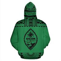 Guam All Over Zip up Hoodie Polynesian Green and Black - Polynesian Pride