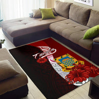 Tuvalu Polynesian Area Rug - Coat Of Arm With Hibiscus - Polynesian Pride