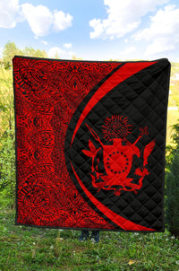 Cook Islands Coat Of Arms Polynesian Premium Quilt - Circle Style - 06 - Polynesian Pride