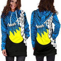 Palau Polynesian Custom Personalised Hoodie Dress - Tribal Wave Tattoo Flag Style - Polynesian Pride