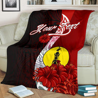 New Caledonia Polynesian Custom Personalised Premium Blanket - Coat Of Arm With Hibiscus - Polynesian Pride