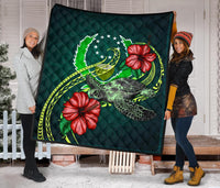 Pohnpei Polynesian Premium Quilt - Green Turtle Hibiscus - Polynesian Pride