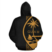 Guam Polynesian Zip up Hoodie Yellow Line - Polynesian Pride