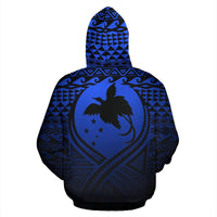 Papua New Guinea All Over Zip up Hoodie Lift up Blue - Polynesian Pride