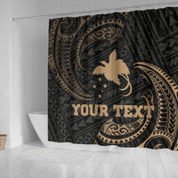 Papua New Guinea Polynesian Custom Personalised Shower Curtain - Gold Tribal Wave - Polynesian Pride