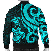 Polynesian Hawaii (Kanaka Maoli) Men Bomber Jacket - Turquoise Tentacle Turtle - Polynesian Pride