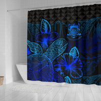 Tuvalu Shower Curtain Turtle Hibiscus Blue - Polynesian Pride