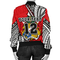 (Custom Personalised) Tonga Rugby Women Bomber Jacket Polynesian Style Pinwheel - Custom Text and Number - Polynesian Pride