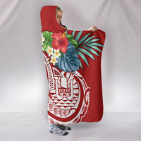 Tahiti Polynesian Hooded Blanket - Summer Plumeria (Red) - Polynesian Pride