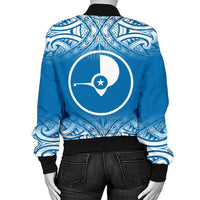 Yap Women's Bomber Jacket - Fog Blue Style - Polynesian Pride