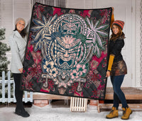 Hawaii Polynesian Premium Quilt - Hawaiian Tiki Face - Polynesian Pride