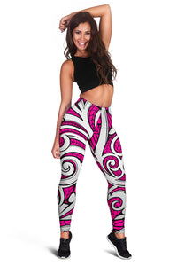 Polynesian Maori Ethnic Ornament Pink Hawaii Women's Leggings AH - Polynesian Pride