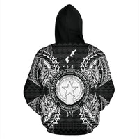 Northern Mariana Islands Polynesian ll Over Hoodie Map Black - Polynesian Pride