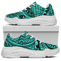 Polynesian Maori Lauhala Turquoise Chunky Sneakers - Polynesian Pride