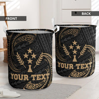 Kosrae Micronesia Custom Personalised Laundry Basket - Gold Tribal Wave - Polynesian Pride