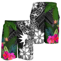Nauru Men Shorts - Turtle Plumeria Banana Leaf - Polynesian Pride