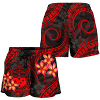 Samoa Polynesian Women Shorts - Red Plumeria - Polynesian Pride