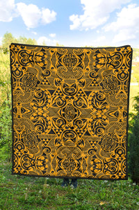 Polynesian Premium Quilt Yellow Black - Polynesian Pride