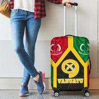 Vanuatu Polynesian Luggage Covers - Vanuatu Flag and Coat Of Arms Black - Polynesian Pride