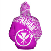 Hawaii Zip up Hoodie Hawaii Kanaka Maoli Polynesian Tattoo Pink White - Polynesian Pride