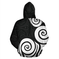 Aotearoa Hoodie Patterns Maori Silver Fern Koru Zip up - Polynesian Pride