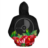Yap Polynesian Hoodie Black Hibiscus - Polynesian Pride