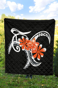 Plumeria Polynesia Orange Premium Quilt - Polynesian Pride